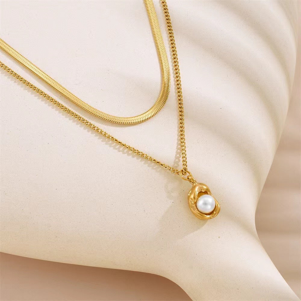 Collar doble perla