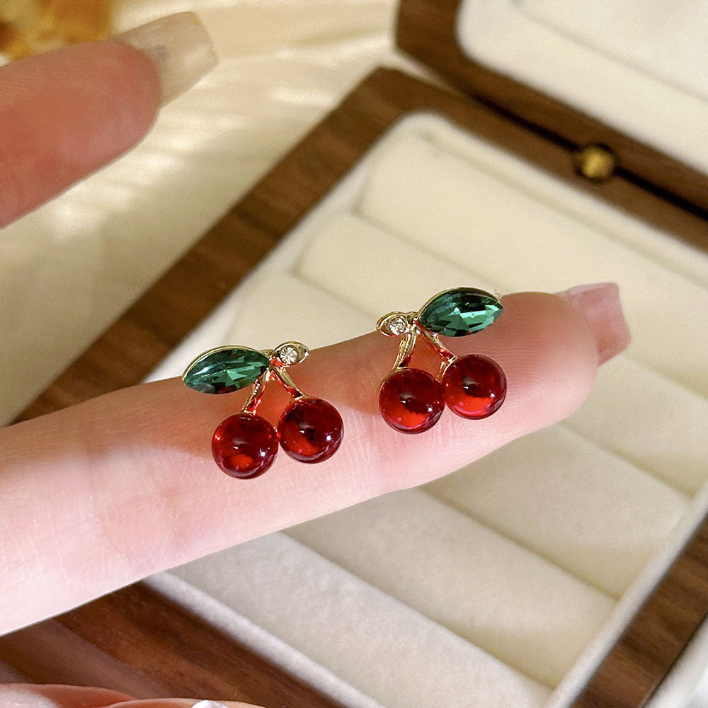 Aretes cereza bolitas pequeño