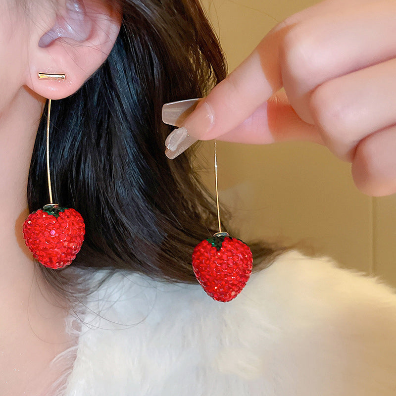 Aretes fresa brilloso