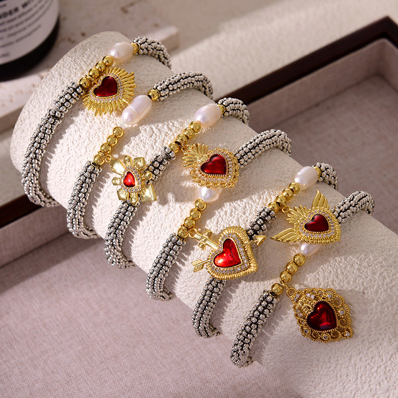 Pulsera perlita corazón sagrado