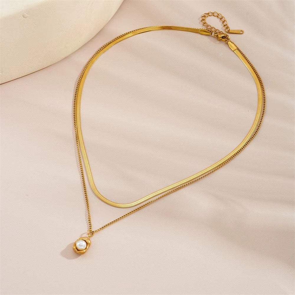 Collar doble perla