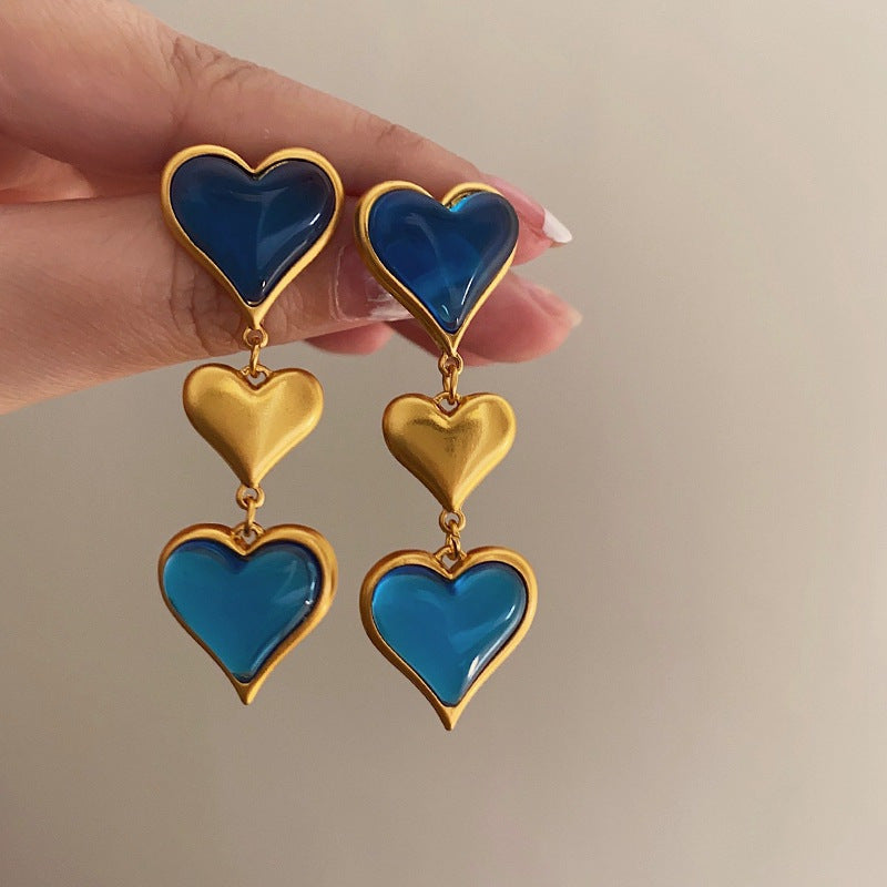 Aretes corazón azul