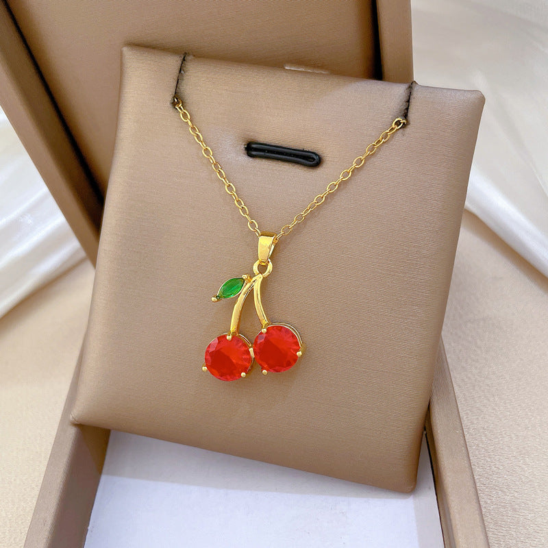 Collar cereza sencilla brillo