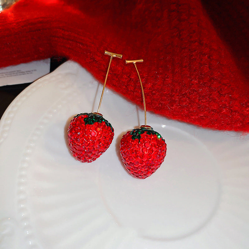 Aretes fresa brilloso