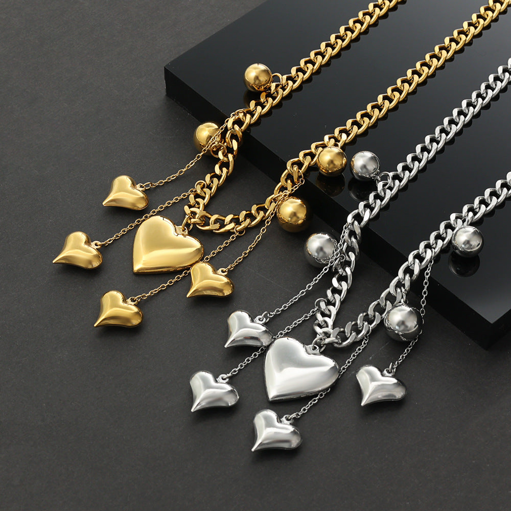 Collar chuncky colgantes de corazon