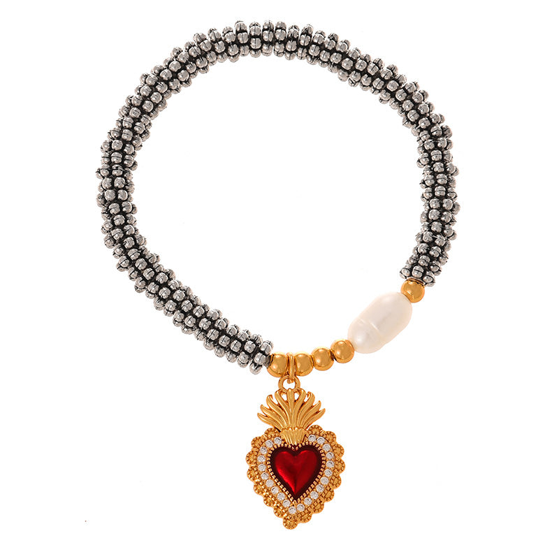 Pulsera perlita corazón sagrado