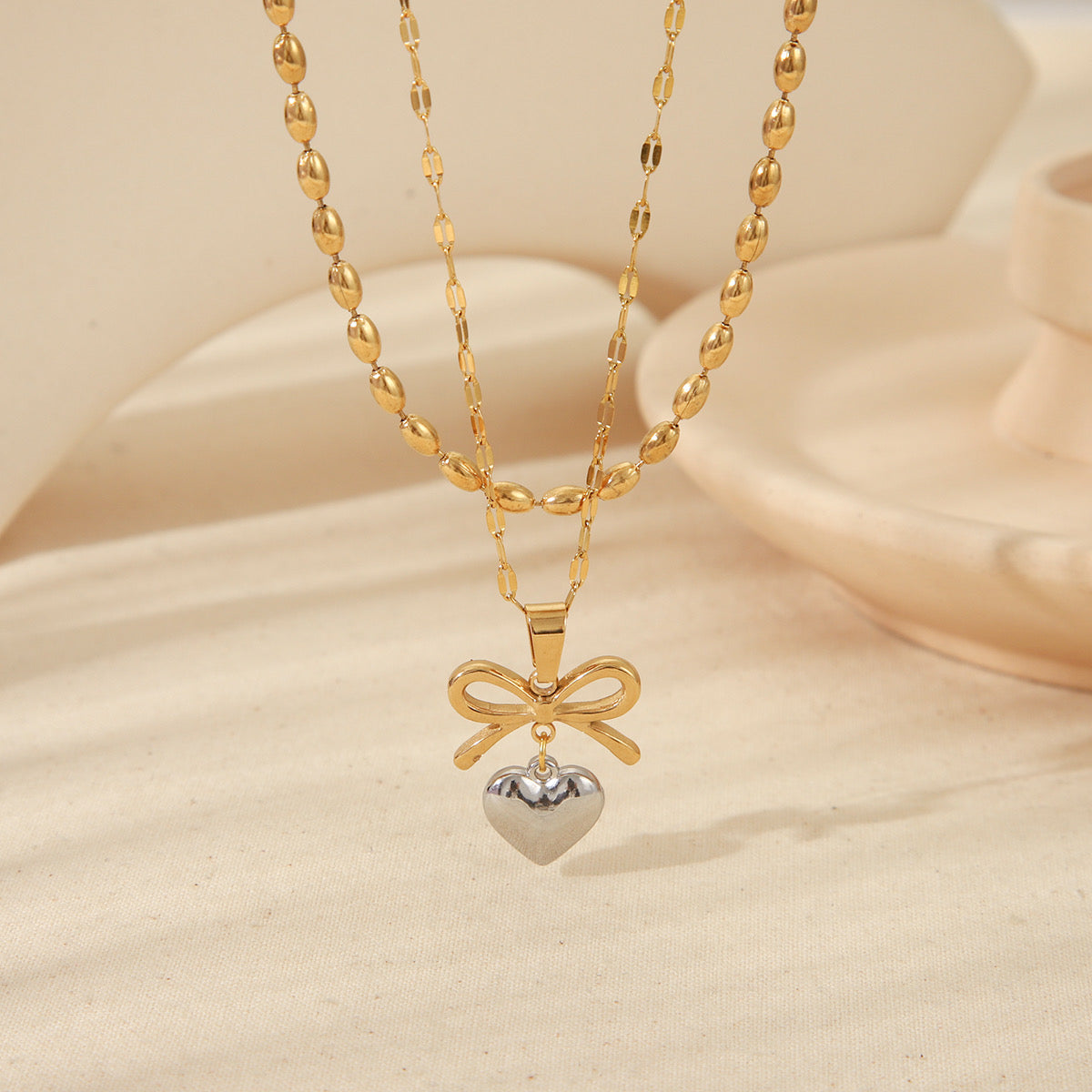 Collar doble corazón coquette