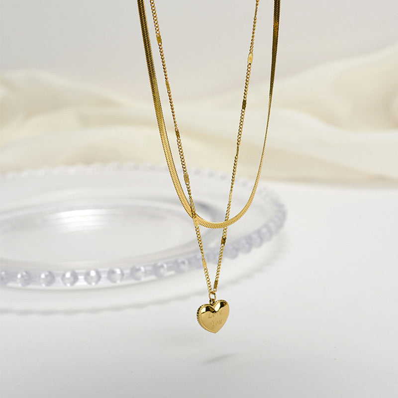 Collar doble corazón planchado