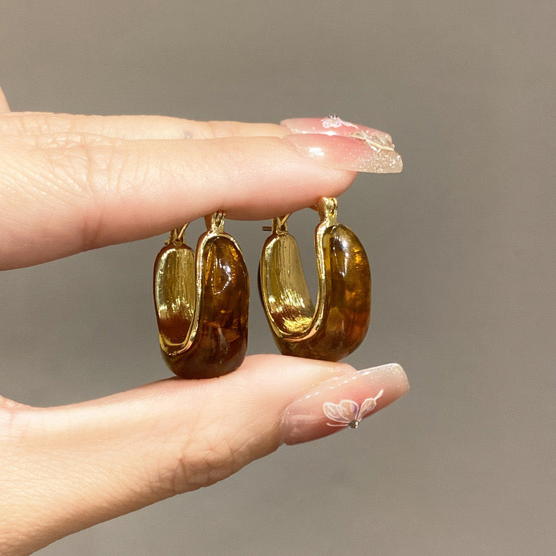 Aretes Hoops redonditas carey