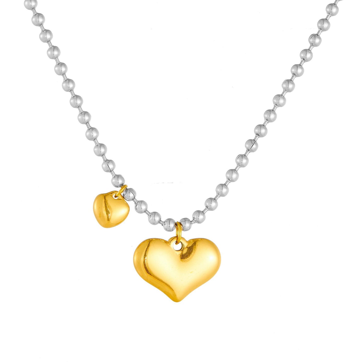 Collar cadena bitono con corazones