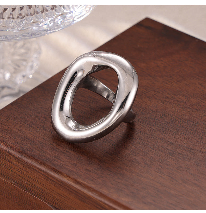 Anillo súper chuncky oval plata