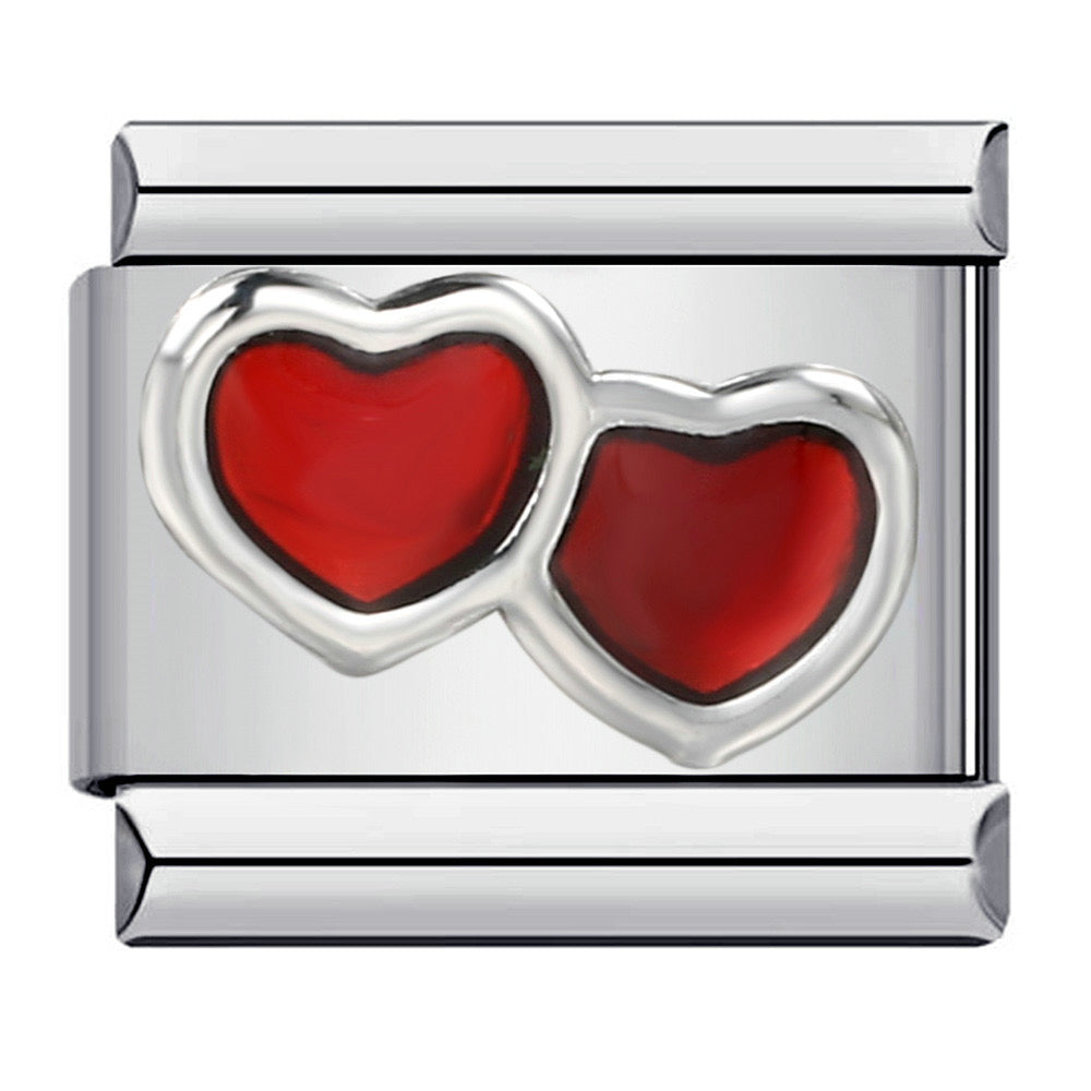 Charms doble corazón rojo LUCY