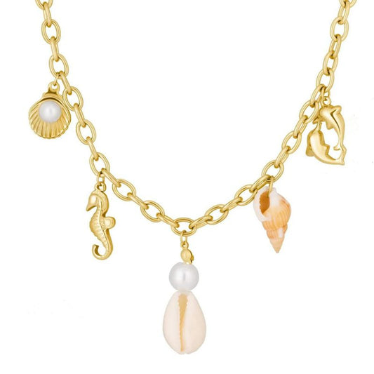 Collar caracol con perlas