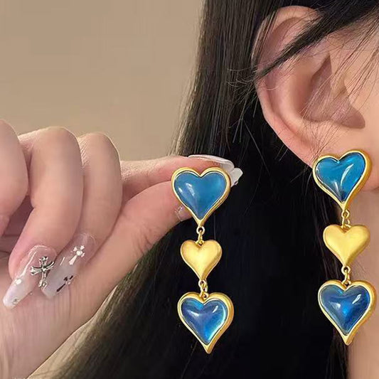 Aretes corazón azul
