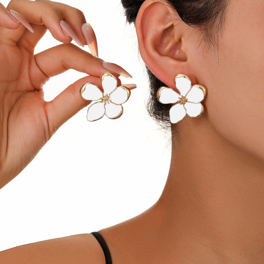 Aretes flor blanca XL