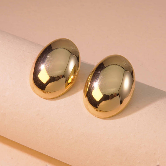 Aretes botón brilloso chuncky