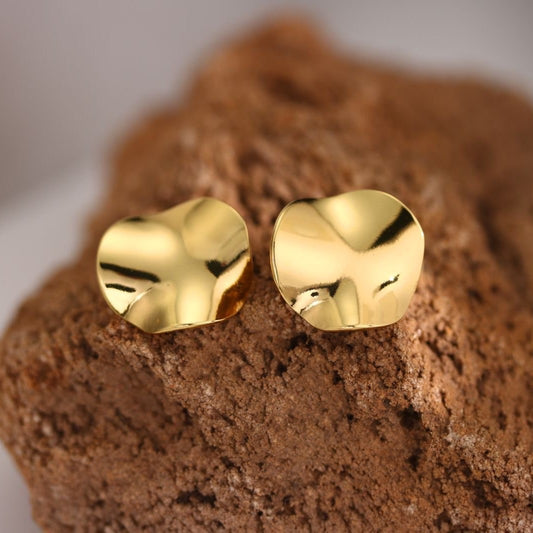 Aretes círculo arrugado dorado