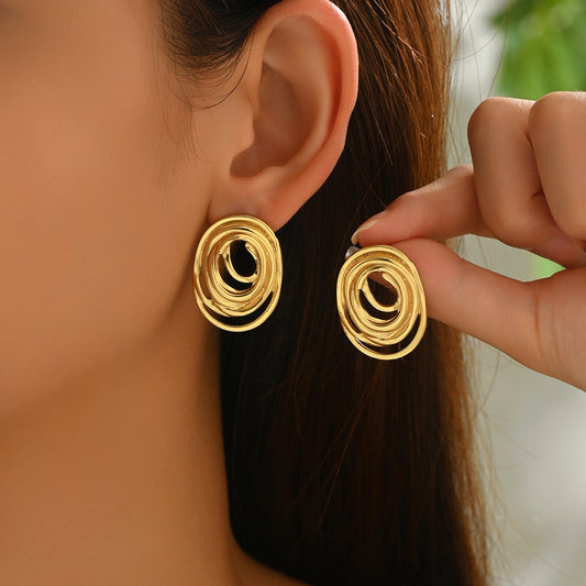 Aretes ovalado espiral delgado