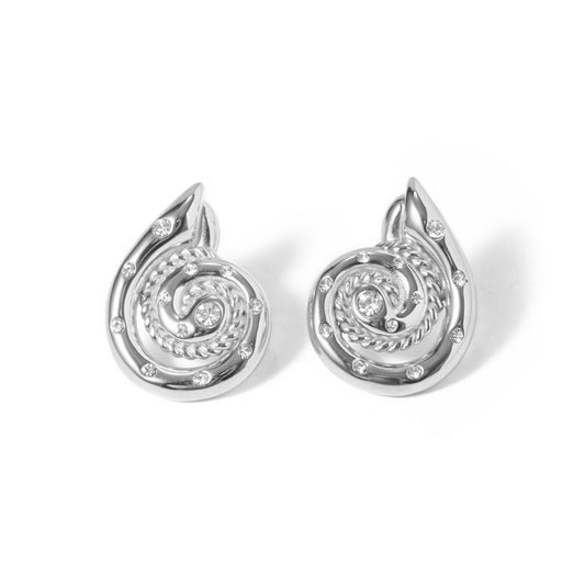 Aretes caracol brillo plata