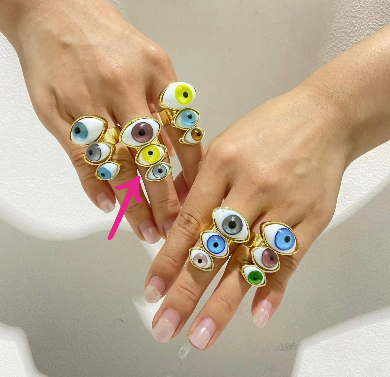 Anillo triple ojito de cristal