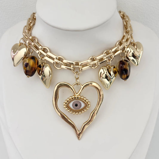 Collar chuncky corazón con ojito
