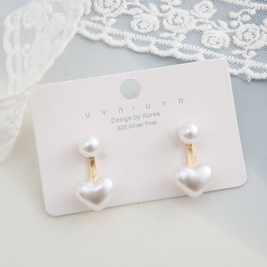Aretes raros corazón perlita premium