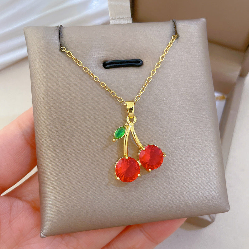 Collar cereza sencilla brillo