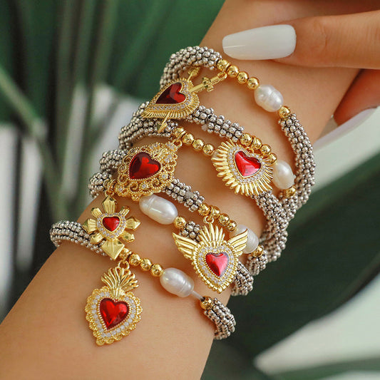 Pulsera perlita corazón sagrado