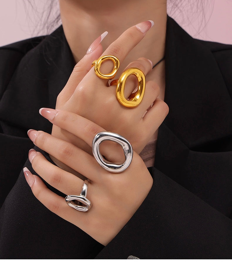 Anillo súper chuncky oval plata