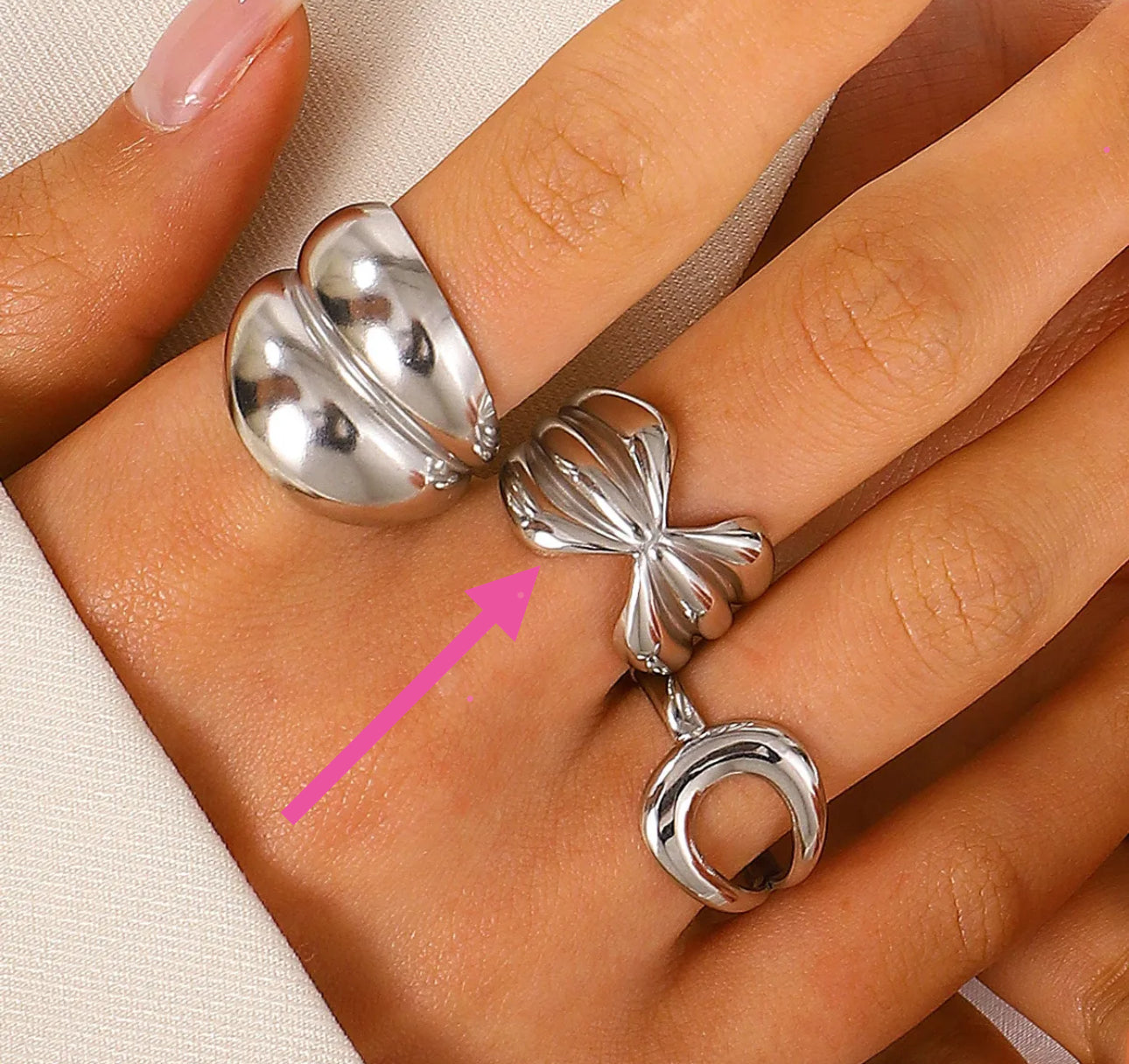 Anillo moño plata