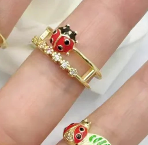 Anillo catarina doble con circonitas