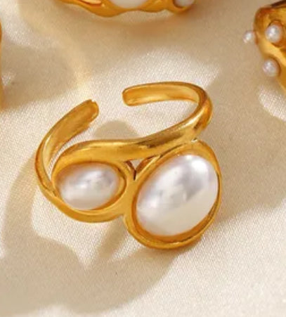 Anillo doble perla