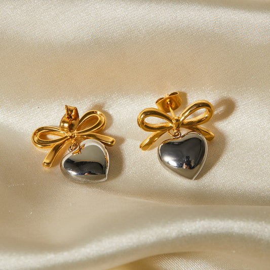 Aretes bitono corazón coquete