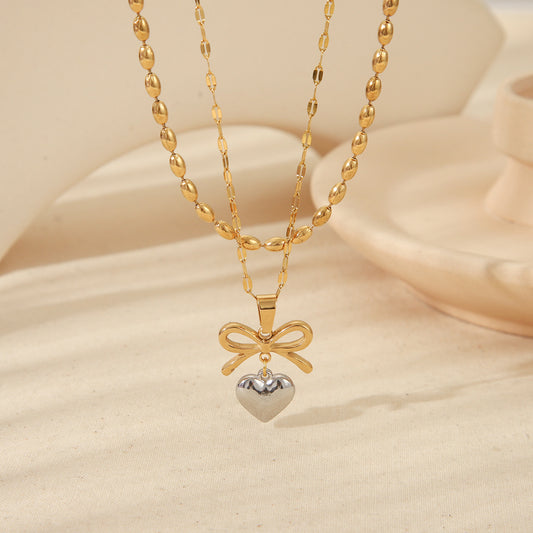 Collar doble corazón coquette