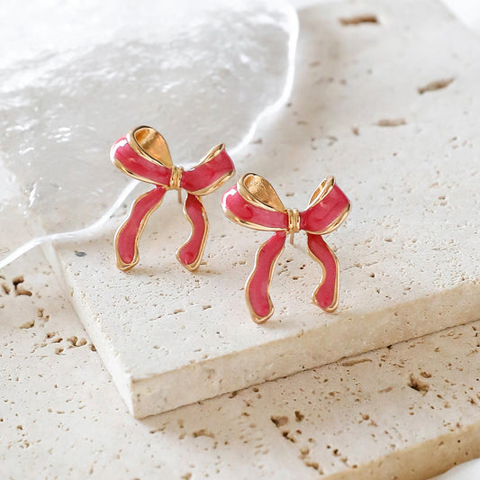 Aretes moñito cereza