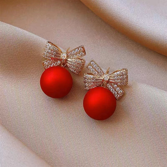 Aretes perla roja