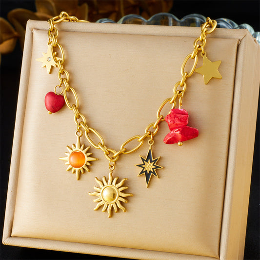 Collar Charms sol con rojito