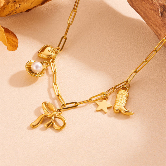 Collar Charms vaquero con moño