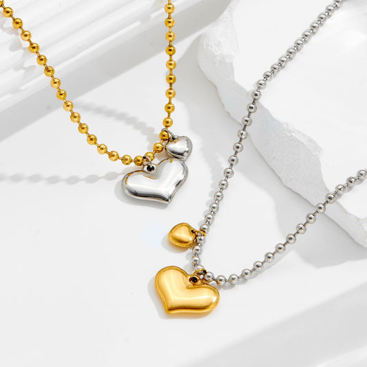 Collar cadena bitono con corazones