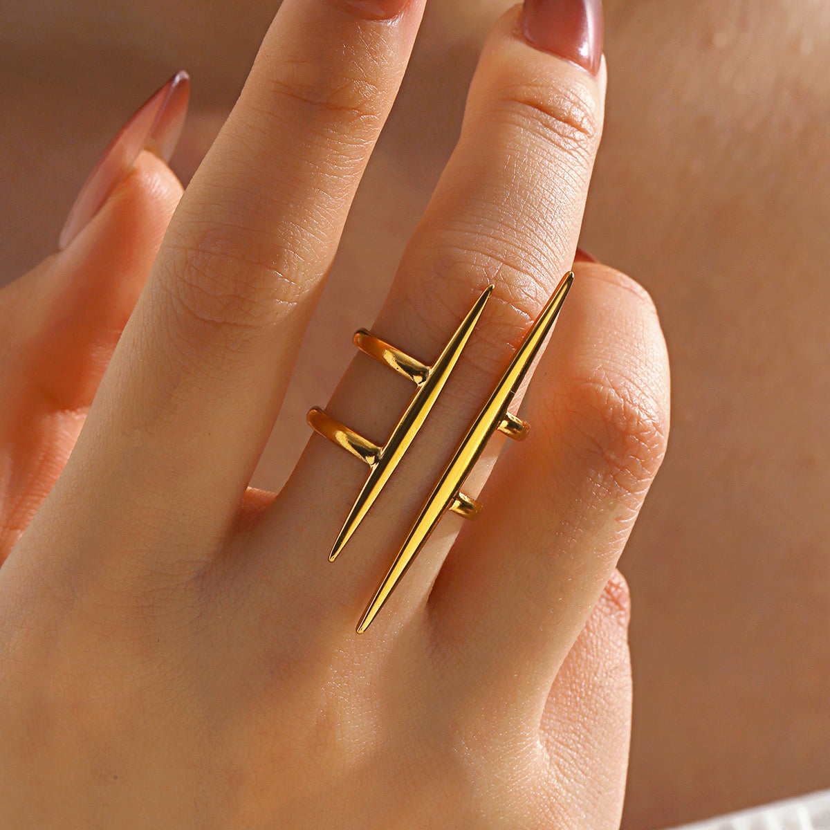 Anillo alargado doble línea