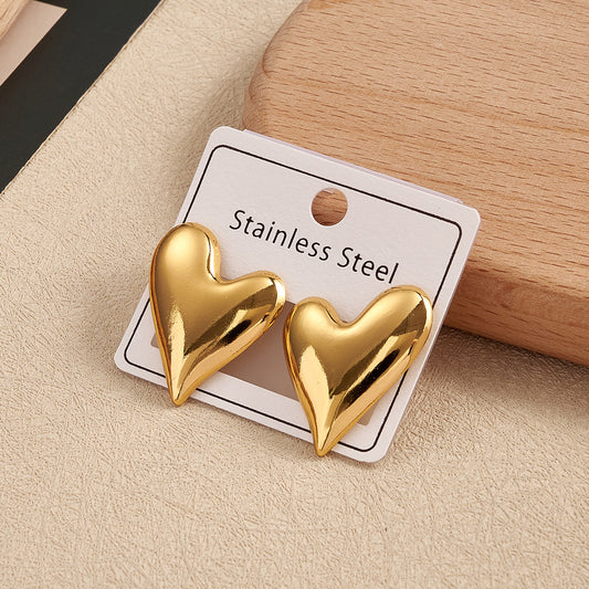 Aretes corazón brilloso grande