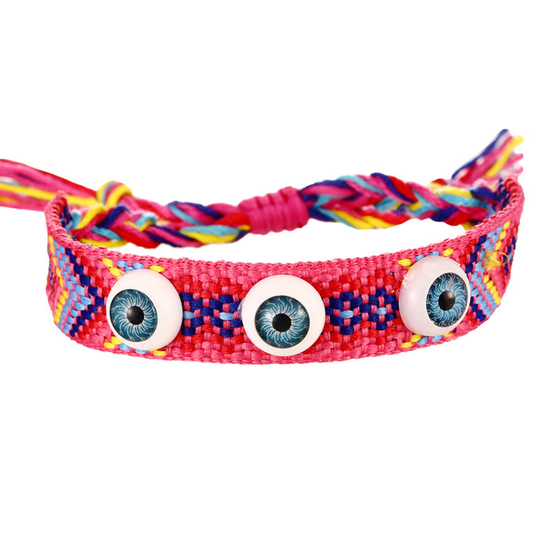 Pulsera tejida ojo redondo