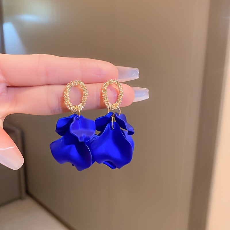 Aretes pétalos lindos azul